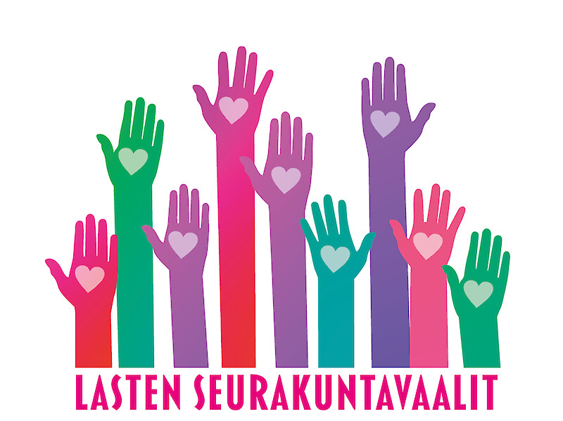 Värikkäitä eripituisia käsiä ylöspäin